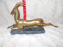 Vintage  Brass Laying Gazelle on Marble Base (14)