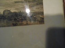 Vintage Hand Etched Picture "Standing Stone" - Framed (532)