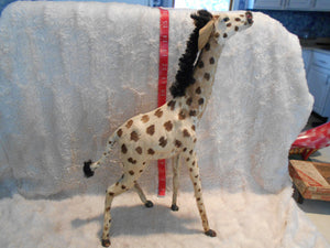 Vintage  Hand-carved & Fiber-Wrapped & Sewn Giraffe (#5)