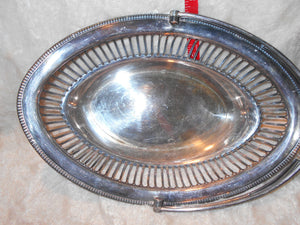 Vintage (44) Silver/Silverplate, Oval, Handled, Tray 13 3/4"L #44