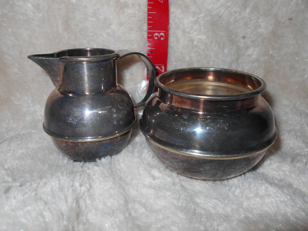 Vintage Silver/Silverplate Cream & Sugar Set EPNS #7