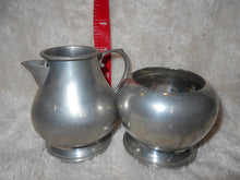 Vintage Pewter Sugar & Creamer Set Queen Art #11