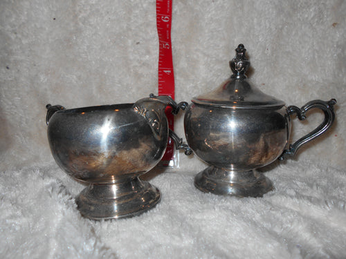 Vintage Wm. Rogers Silverplate Cream & Sugar Set #12