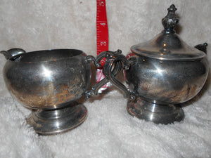 Vintage Wm. Rogers Silverplate Cream & Sugar Set #12