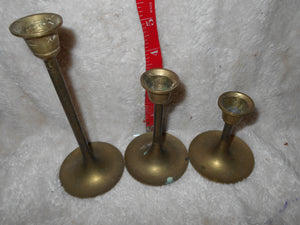 Vintage Set of 3 Brass Candle Holders (42)