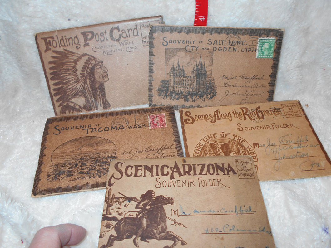 Set of 5 Pks (4-5 each) Souvenir Postcard Packs 1915 (5f)