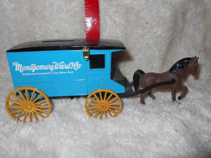 Vintage Metal Horse & Wagon Bank Montegomery Ward #2001