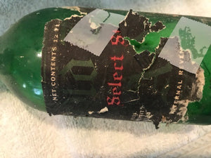 Vintage Green Beer Bottle (Partial Label)  #842