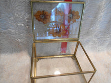 Vintage Brass, Glass & Pressed Flower Trinket Box (828)