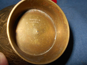 Vintage Brass Pedestal Bowl Etched (19)