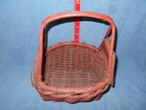 Vintage Red, Hand-Painted Woven Basket (8)