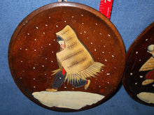 Vintage Set of 2 Wooden Carved & Hand-Painted Eskimo Plates (#1)