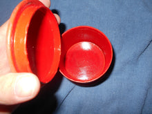 Vintage  Japanese Red Pictorial Painted Wooden Trinket Box (817)