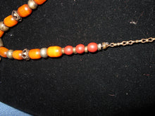 Vintage Brass & Orange Beaded Necklace #11