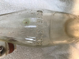 Antique Clear Wire and Porcelain Capped Beverage Bottle  #837