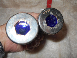 Vintage Silverplate & Blue Glass Salt & Pepper (3)