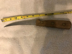 Vintage Wooden Handled Knife In Cardboard Sheath (#507)