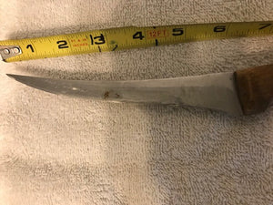 Vintage Wooden Handled Knife In Cardboard Sheath (#507)