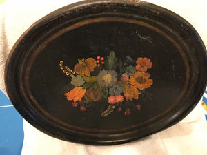 Vintage Heavy Metal Tole Decorative Tray (#520)