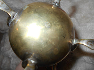 Vintage Brass on Silver, Lidded, Footed, Teapot (24)