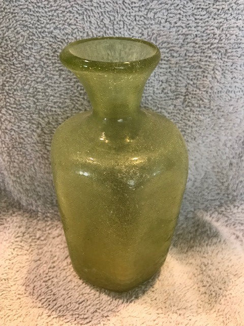 Vintage Yellow Swirl Blown Glass Bottle #807