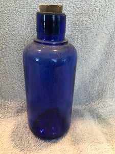 Vintage Cobalt Blue Corked Bottle #808