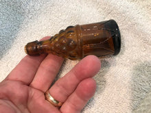 Vintage Mini Amber Drum-Shaped Bottle #823