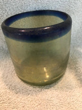 Antique/Vintage Blown Glass Clear & Blue Tumbler Glass #814