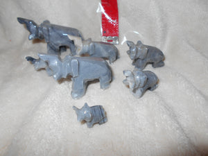 Vintage 7 Gray Granite Elephants #132