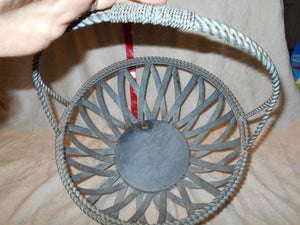 Vintage Heavy Painted Metal Basket (34) #2013