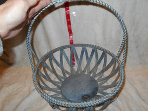 Vintage Heavy Painted Metal Basket (34) #2013