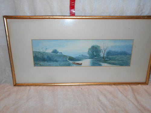 Vintage 1910 Original River Scene Water Color (510)