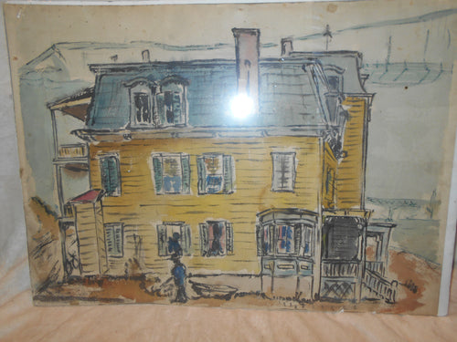 Vintage 1955 John W. Ben Tenement House Watercolor (508)