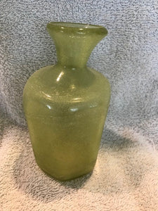 Vintage Yellow Swirl Blown Glass Bottle #807