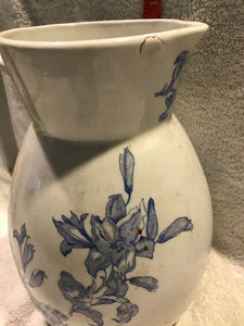 Vintage White Ceramic Tulip Printed Washing Pitcher (#428)