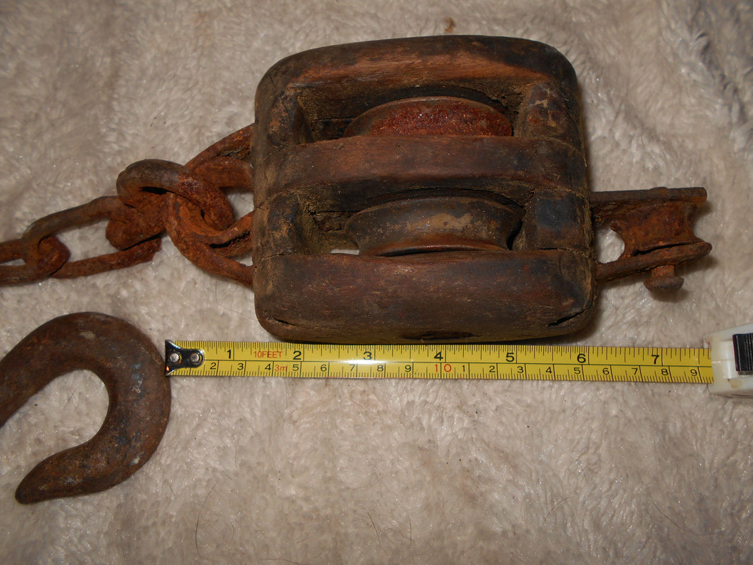 Vintage Block And Tackle With Chain & Hook (#624)