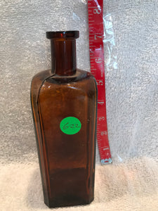 Vintage Dark Amber Square Bottle (622)