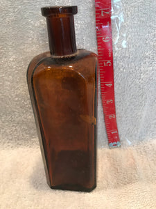 Vintage Dark Amber Square Bottle (622)