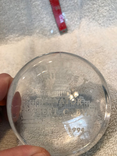 Vintage Clear Glass Senator Byrd Paperweight (701)