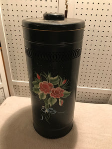 Vintage Tole, Tole-like Trash Can with Lid (1A)