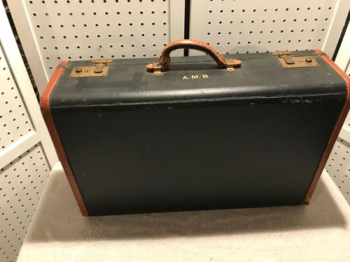 Vintage Black & Brown Monogramed Suitcase (14A)