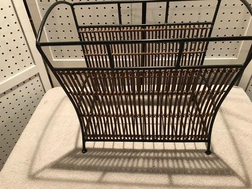 Vintage Whicker and Metal Magazine Rack (23)