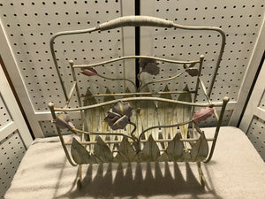 Vintage Painted Metal Floral Magazine Rack (22)