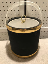 Vintage Handled Ice Bucket With Boat Picture & Tongs (12A)