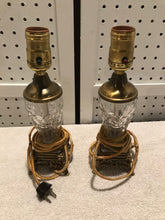 Vintage Pair of Pressed Glass & Brass Lamps (#6)