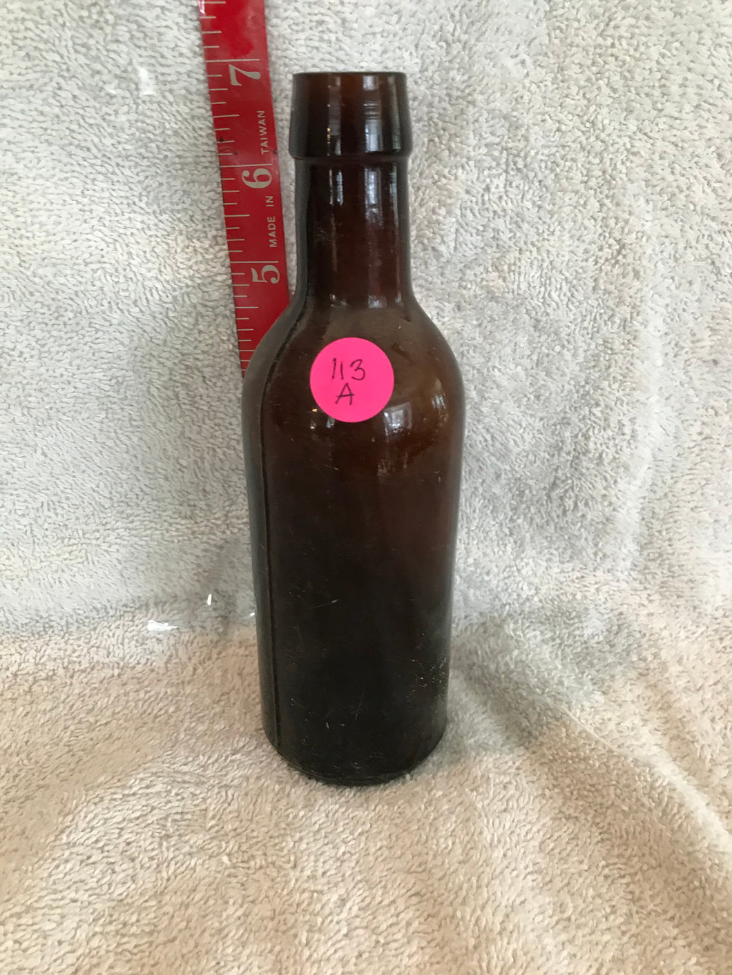 Vintage Amber Beverage Bottle (113A)