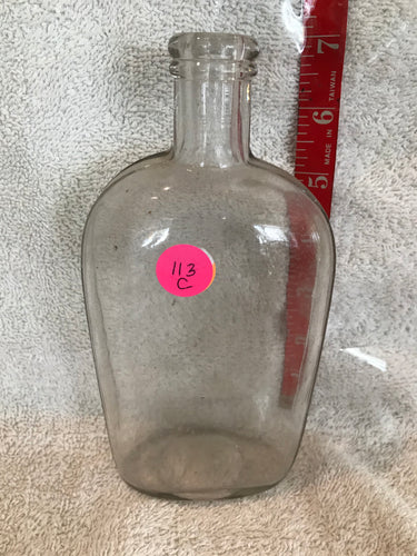 Vintage Clear Flask Beverage Bottle (113C)