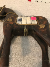 Vintage Pair of Handmade, Leather-wrapped, Brass & Stone Horses #65