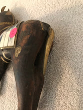 Vintage Pair of Handmade, Leather-wrapped, Brass & Stone Horses #65