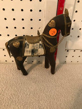 Vintage Pair of Handmade, Leather-wrapped, Brass & Stone Horses #65